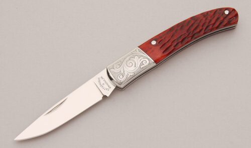 Cattaraugus Cutlery CM-17P Mediterranean Barlow with Brown Jigged Bone Scales handle material - Obverse Side - Item #KLC13123