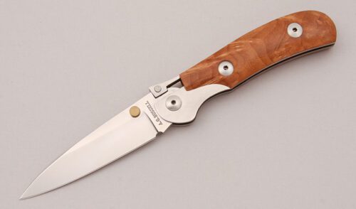 A.G. Russell K87C One Hand Folder with Maple Burl Wood Scales handle material - Obverse Side - Item #KLC13126