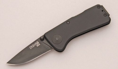 Sog Knives Blink with Black Anodized Aluminum Frame handle material - Obverse Side - Item #KLC13128
