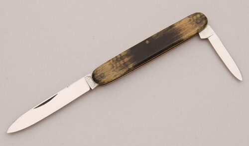 Bruckmann Knives Two Blade Pen with Celluloid Handle Scales handle material - Obverse Side - Item #KLC13133