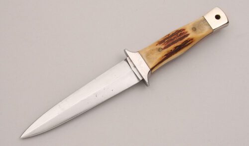 Unknown Maker Double Edge Dagger with Stag Handle Scales handle material - Obverse Side - Item #KLC13148