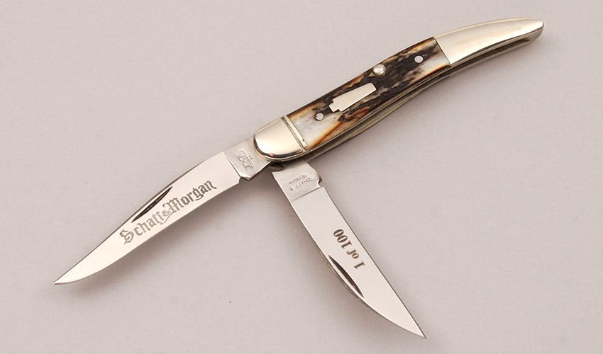 Schatt & Morgan Small Toothpick with Stag Handle Scales handle material - Obverse Side - Item #KLC13157