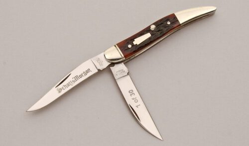 Schatt & Morgan Small Toothpick with Brown Jigged Bone Scales handle material - Obverse Side - Item #KLC13158