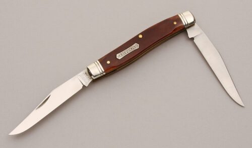 Schrade Cutlery 7801 Heritage Muskrat with Smooth Brown Bone Scales handle material - Obverse Side - Item #KLC13160