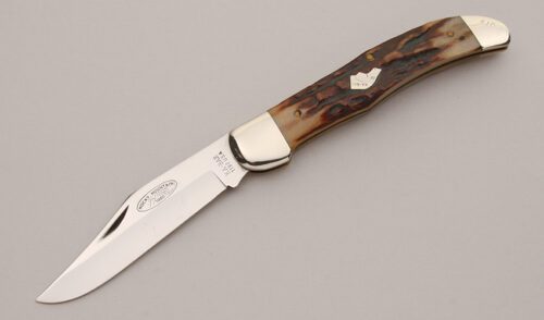 Ka-Bar Knives Folding Hunter with Stag Handle Scales handle material - Obverse Side - Item #KLC13164
