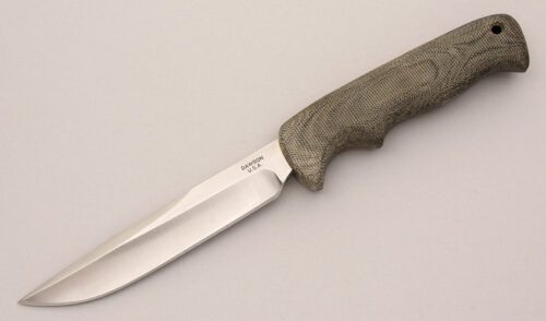 Barry Dawson Fighter with Gray Canvas Micarta Handle handle material - Obverse Side - Item #KLC13186