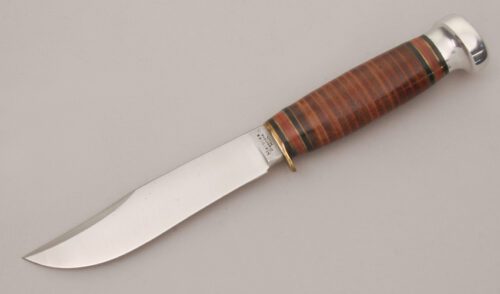 Marble's Knives Old Expert with Stacked Leather Handle handle material - Obverse Side - Item #KLC13196