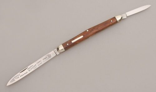 Fight'n Rooster Melon Tester with Smooth Brown Bone Scales handle material - Obverse Side - Item #KLC13199