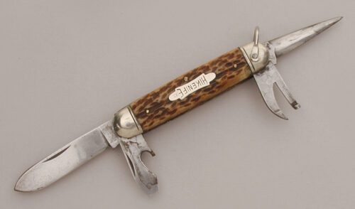 Werwolf Cutlery Hikenife Camp Knife with Jigged Bone Scales handle material - Obverse Side - Item #KLC13212