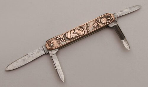 Koeller & Schmitz Cutlery Co. Commemorative Pen Knife with Cast Copper Handle Scales handle material - Obverse Side - Item #KLC13222