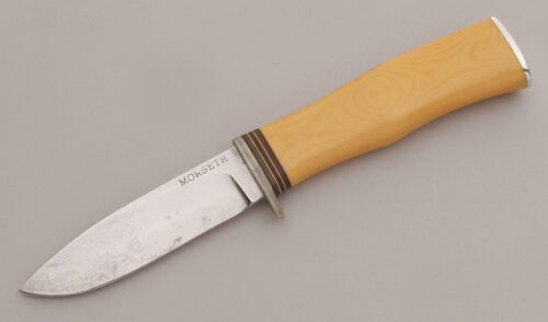 Morseth Knives Drop Point Hunter with Westinghouse Ivory Micarta handle material - Obverse Side - Item #KLC13230