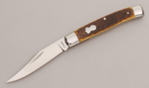 Ken Coats Custom Slip Joint Folder with Chestnut Jigged Bone Scales handle material - Obverse Side - Item #KLC13252