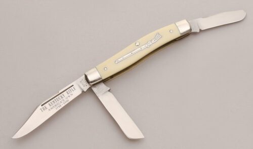 Schrade Cutlery CM-1 Kentucky Rifle Knife with Ivory Delrin Handle Scales handle material - Obverse Side - Item #KLC13254
