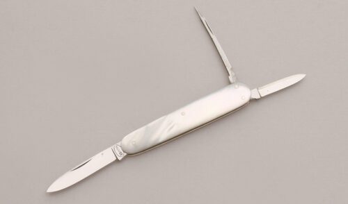 Krusius Brothers Lobster Pen Knife with Mother of Pearl Handle Scales handle material - Obverse Side - Item #KLC13256