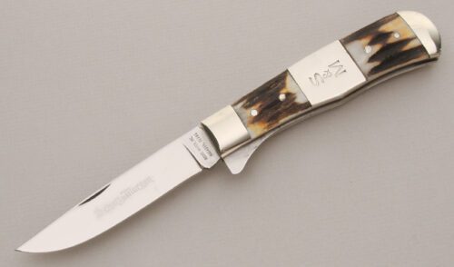 Schatt & Morgan 6206ll Moore Maker Linerlock with Stag Handle Scales handle material - Obverse Side - Item #KLC13275