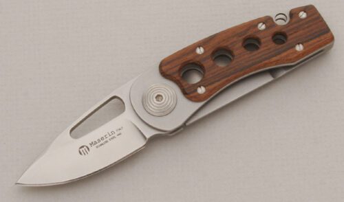 Maserin 436 Framelock Folder with Bocote Wood Scale handle material - Obverse Side - Item #KLC13277
