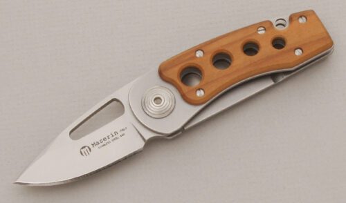 Maserin 436 Framelock Folder with Olive Wood Handle Scale handle material - Obverse Side - Item #KLC13278