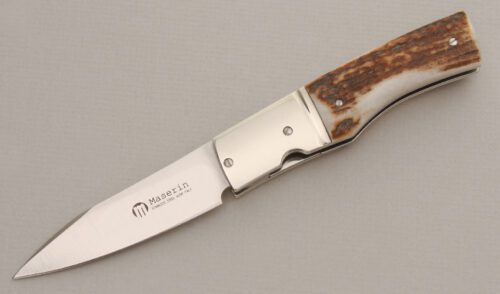 Maserin Model 391 Linerlock Folder with Stag Handle Scales handle material - Obverse Side - Item #KLC13284