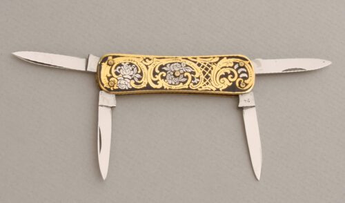 Eskilstuna Cutlery Gents Pen Knife with Steel Handle Scales handle material - Obverse Side - Item #KLC13285