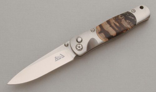 Santa Fe Stoneworks Tesoro Button Lock Folder with Titanium Frame handle material - Obverse Side - Item #KLC13294