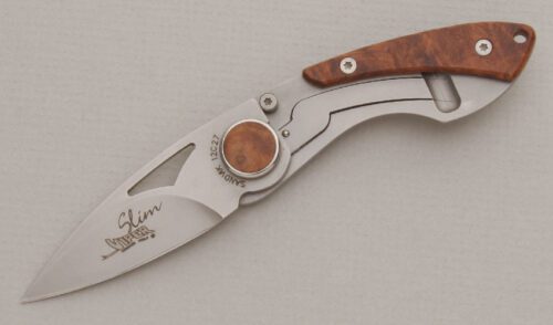 Viper Knives Slim Series Gents Folder with Amboyna Burl Handle Scale handle material - Obverse Side - Item #KLC13296