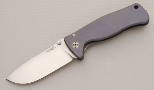 LionSteel SR-2 V Framelock Folder with Purple Matt Titanium Frame handle material - Obverse Side - Item #KLC13304