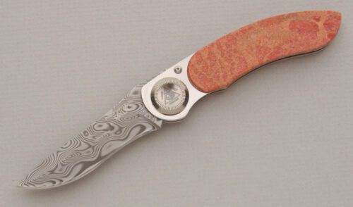 Lone Wolf Knives Paul Presto with Apple Coral Handle Scales handle material - Obverse Side - Item #KLC13312