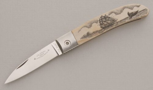 Lone Wolf Knives Loveless City Knife with Mammoth Ivory Handle Scales handle material - Obverse Side - Item #KLC13314