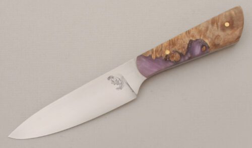 Bernard Ortiz Small Custom Hunter with Maple Burl & Purple Alumilite handle material - Obverse Side - Item #KLC13337