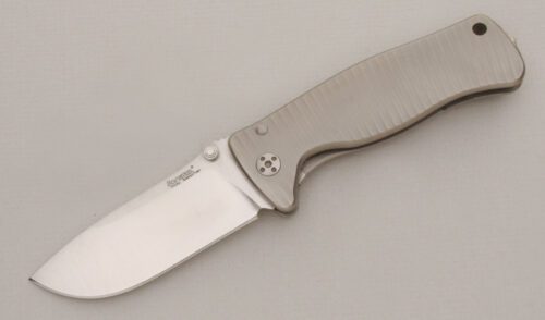 LionSteel SR-2 Frame Lock Folder with Grey Titanium Frame handle material - Obverse Side - Item #KLC13341
