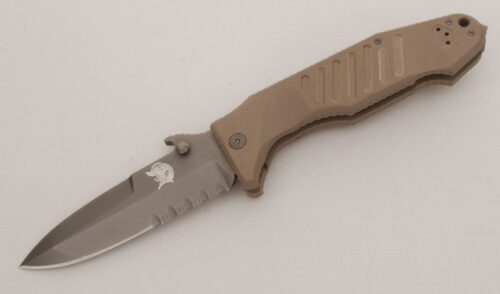 Fox Cutlery Delta Spec Ops Folder with Earth Color G10 Scales handle material - Obverse Side - Item #KLC13344