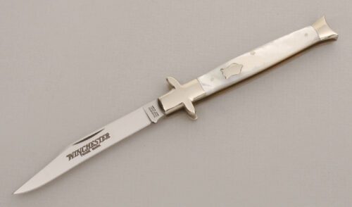 Winchester Knives 1901 Bowtie Folder with Mother of Pearl Scales handle material - Obverse Side - Item #KLC13352