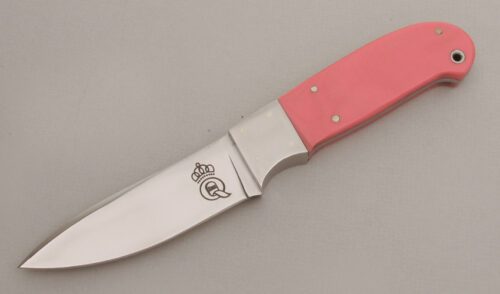 Queen Cutlery Joe Kious Hunter with Pink G10 Scales handle material - Obverse Side - Item #KLC13353