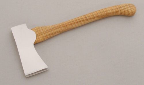 Lee McDowell Miniature Single Head Axe with Curly Maple Handle handle material - Obverse Side - Item #KLC13356