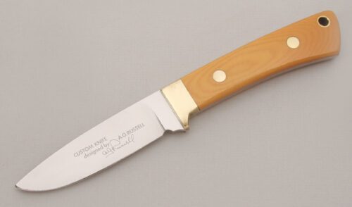 Anton Winger Jr. Co. AG Russell Design Hunter with Ivory Micarta Handle Scales handle material - Obverse Side - Item #KLC13362