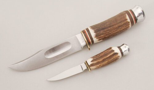 Edge Mark Knives Hunting Set with Stag Handles handle material - Obverse Side - Item #KLC13366