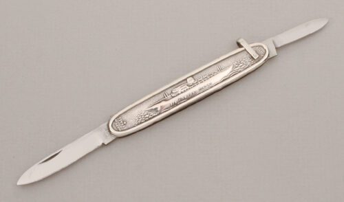 Unknown Maker S.S. Theodor Herzl Pen Knife with Embossed 925 Silver Handles handle material - Obverse Side - Item #KLC13372