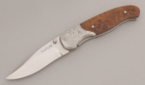 Kershaw Knives 1480 Nakamura Linerlock Folder with Chinese Quince Wood Scales handle material - Obverse Side - Item #KLC13382