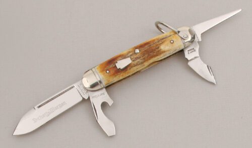 Schatt & Morgan Keystone Scout Knife with Stag Handle Scales handle material - Obverse Side - Item #KLC13385