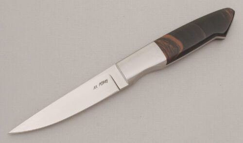 Michael Fong Bird & Trout with Black & Brown Micarta Scales handle material - Obverse Side - Item #KLC13386