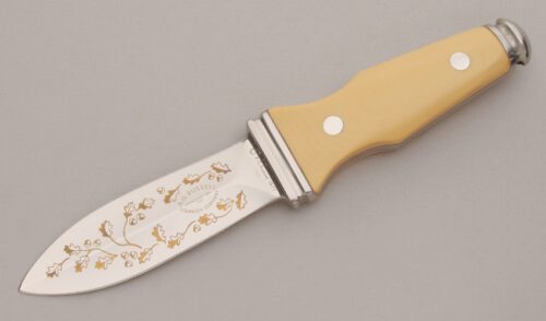 A.G. Russell 1977 Sting II with Ivory Micarta Handle Scales handle material - Obverse Side - Item #KLC13405