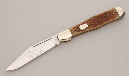 Schatt & Morgan Large Folding Hunter with Jigged Bone Scales handle material - Obverse Side - Item #KLC13413