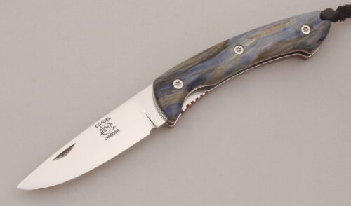 Citadel Knives Kampot Linerlock Folder with Blue Beach Wood Scales handle material - Obverse Side - Item #KLC13427