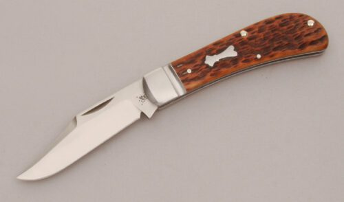 Case Cutlery TB12012 Lanny's Clip with Peachseed Jigged Chestnut Bone handle material - Obverse Side - Item #KLC13435