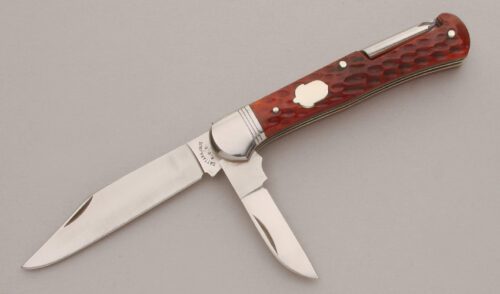 Cattaraugus Cutlery KCC FH-3 Folding Hunter with Brown Jigged Bone Scales handle material - Obverse Side - Item #KLC13441