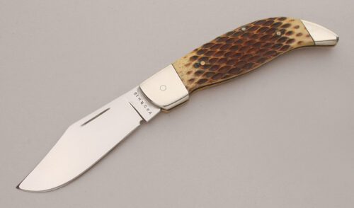 Steve Voorhis Custom Slip Joint Folder with Jigged Bone Scales handle material - Obverse Side - Item #KLC13447