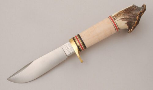 Marble's Knives Custom Campcraft with Curly Maple & Stag Handle handle material - Obverse Side - Item #KLC13451