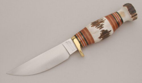 Marble's Knives Plainsman with Stag & Leather Handle handle material - Obverse Side - Item #KLC13462
