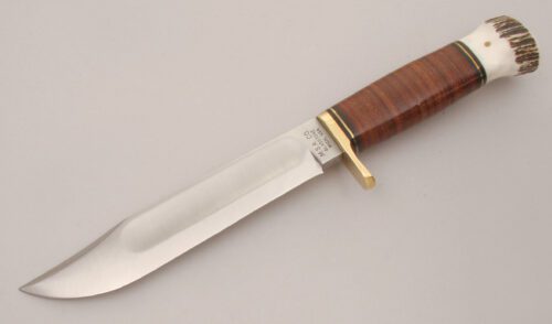 Marble's Knives Custom Shop Ideal with Leather & Stag Handle handle material - Obverse Side - Item #KLC13464