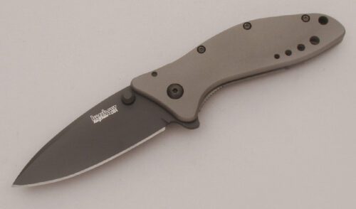 Kershaw Knives 1636TIZDP Mini Cyclone with Titanium Frame handle material - Obverse Side - Item #KLC13465